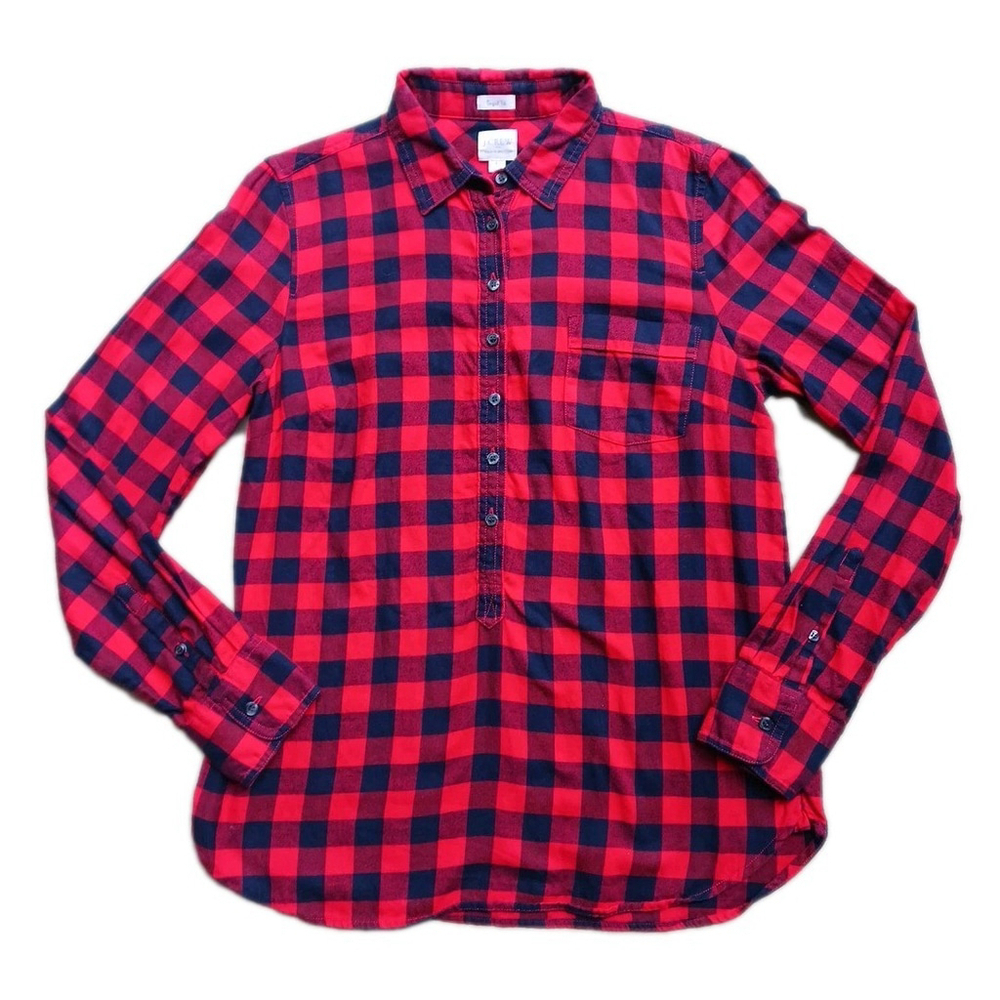 J Crew Black Red Plaid Shirt Small